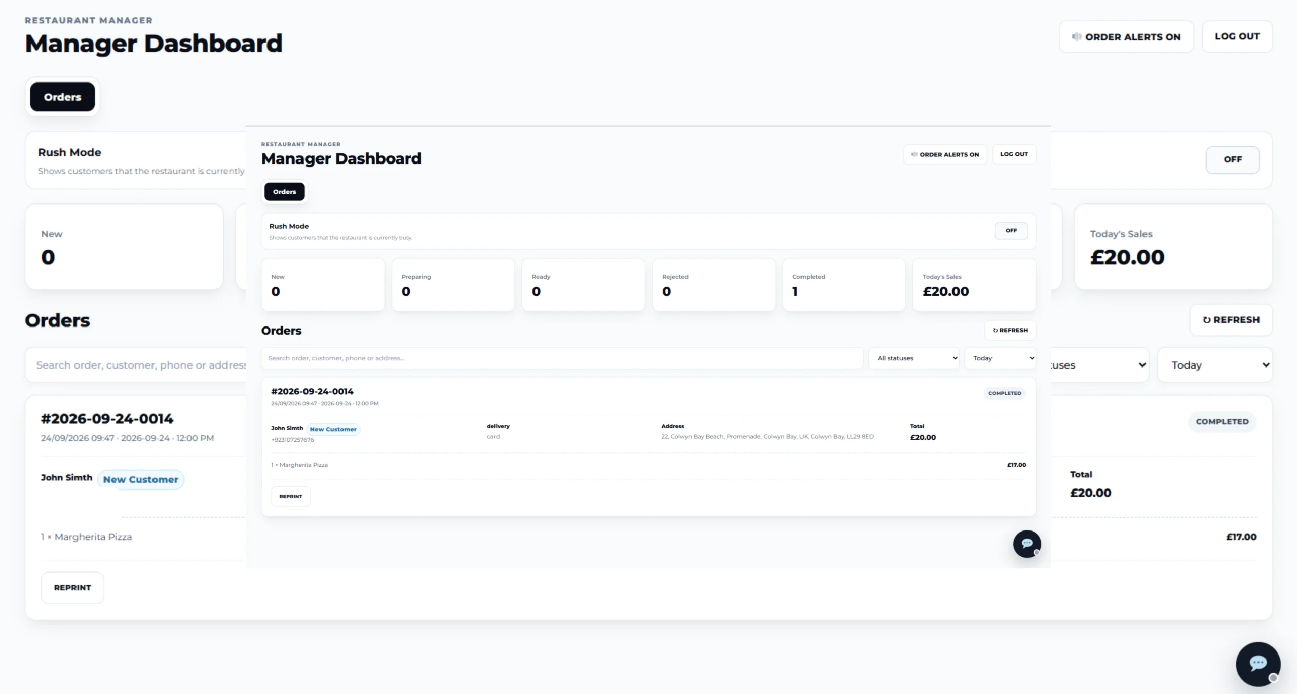 Menushell Manager Dashboard