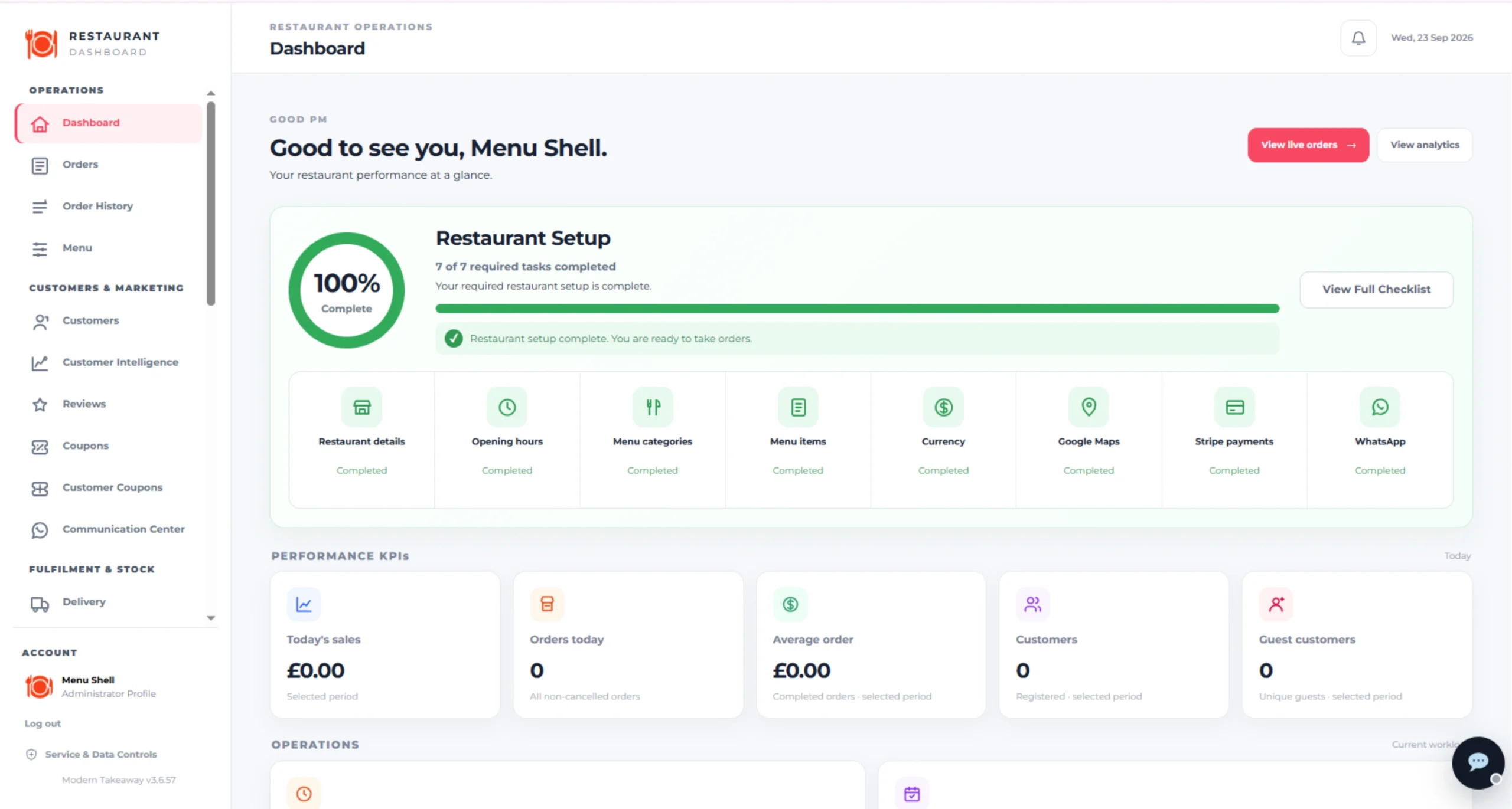 Menushell Owner Dashboard