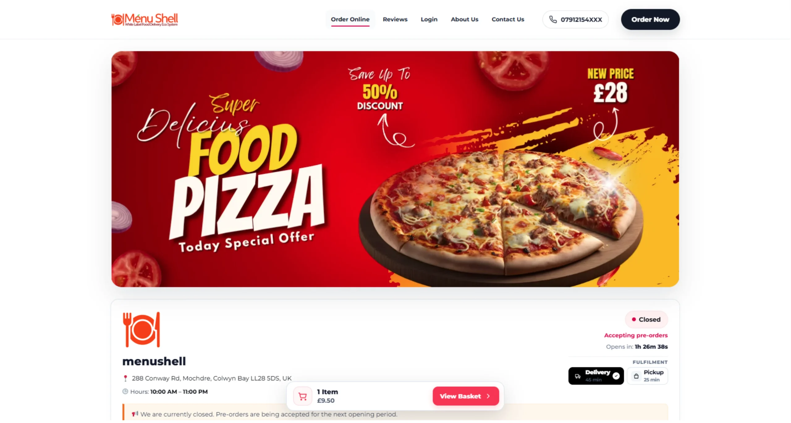 Menushell Restaurant Website